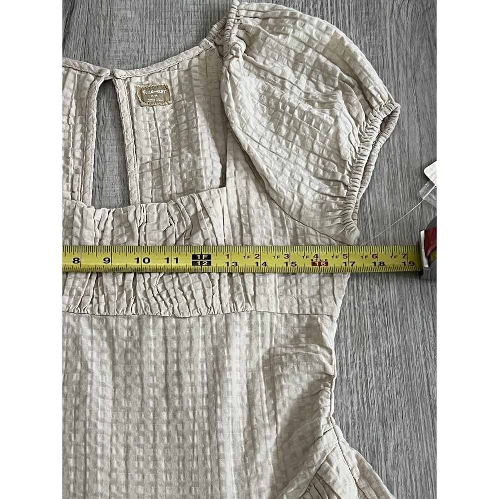 NWT Free People free-est Ciara Pucker Check Midi Dress Minimalist Size M Oatmeal - Picture 12 of 16